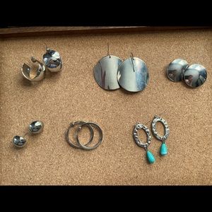 Mixed lot of vintage silver clip-on and post-back costume earrings